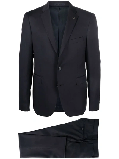 Shop Tagliatore Single-breasted Wool Suit In Blue