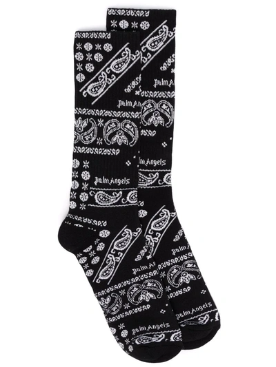 Shop Palm Angels Paisley Jacquard Socks In Black