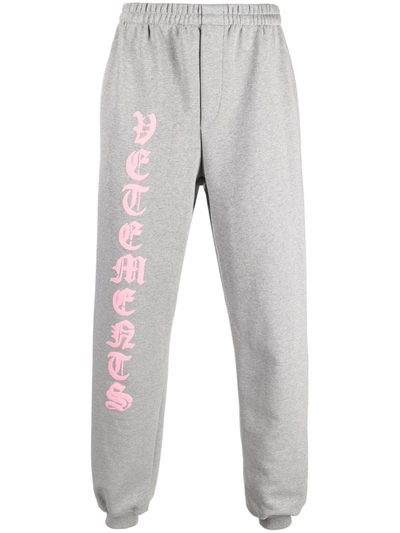Shop Vetements Anarchy-logo Print Track Pants In Grey