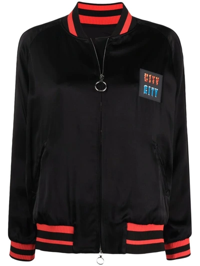 Shop Rabanne Logo Patch Bomber Jacket In Black