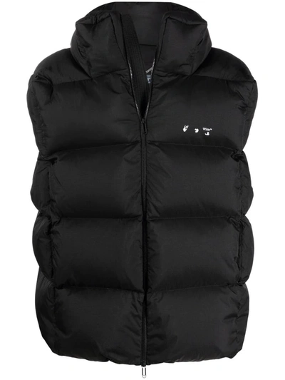 Shop Off-white Down-feather Logo-print Gilet In Black