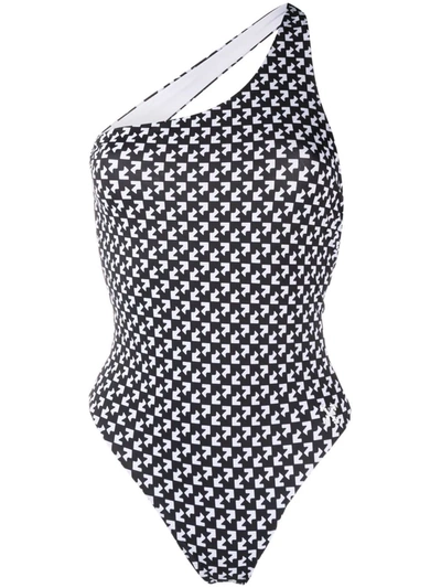Shop Off-white Geometric Pattern Swimsuit In Black