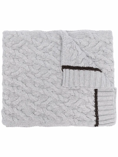 Shop Malo Cable-knit Scarf In Grey
