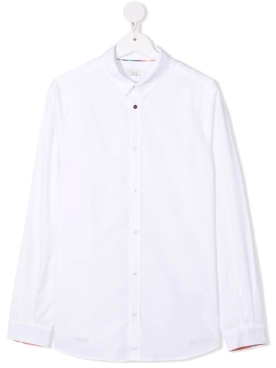 Shop Paul Smith Junior Teen Buttoned-up Cotton Shirt In White
