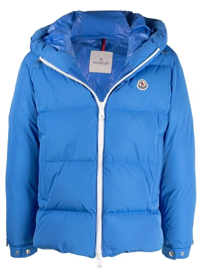 Shop Moncler Idil Contrast-trim Padded Jacket In Blue