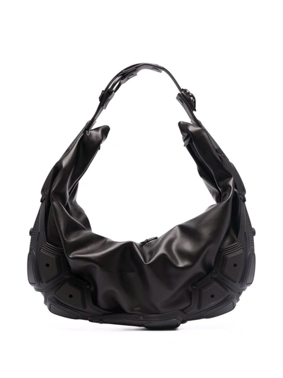 Shop Innerraum Ruched Zipped Shoulder Bag In Black