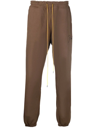 Shop Rhude Drawstring-waist Track Trousers In Brown