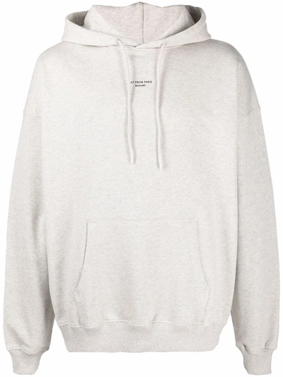 Shop Drôle De Monsieur Logo-print Cotton Hoodie In Grey