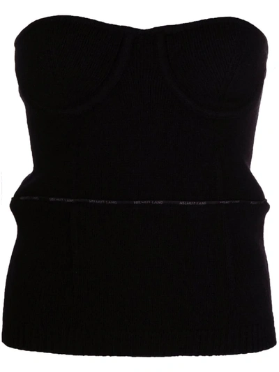 Shop Helmut Lang Wool Bustier Top In Black