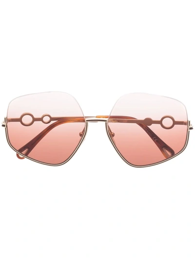 Shop Chloé Oversized-frame Gradient Sunglasses In Gold