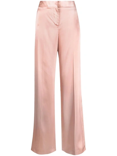 Shop Alexander Mcqueen Satin-effect Wide-leg Trousers In Pink