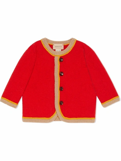Shop Gucci Felted Wool Gg Cardigan In Red