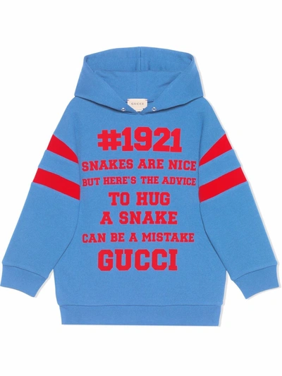 Shop Gucci 'to Hug A Snake' Cotton Hoodie In Blue
