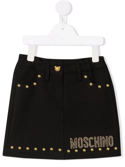 Shop Moschino Sequin Logo Skirt In Black