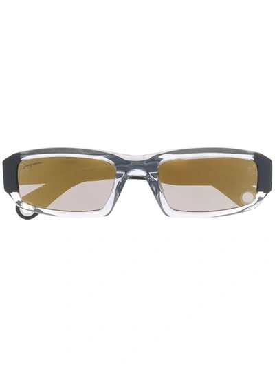 Shop Jacquemus Saltu Rectangle-frame Sunglasses In Black