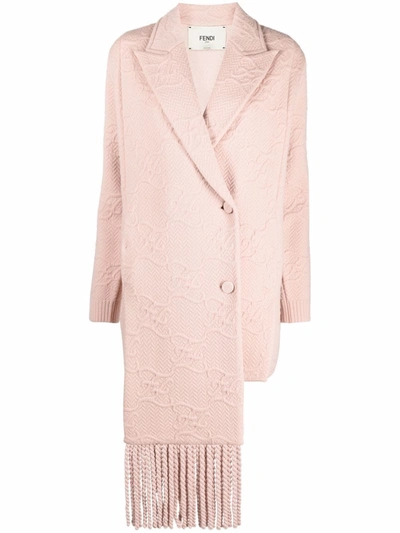 Shop Fendi Ff Karligraphy Motif Double-breasted Coat In Pink