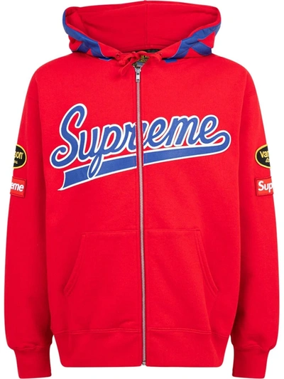 Shop Supreme X Vanson Leathers Spider Zip-up Hoodie In Red