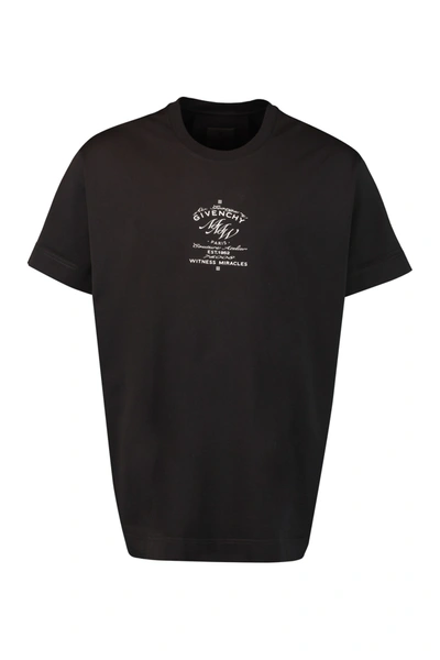 Shop Givenchy Printed Stretch Cotton T-shirt In Black
