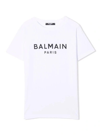 Shop Balmain White Cotton T-shirt In Bianco