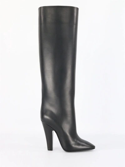 Shop Saint Laurent 68 Tube Boots In Black Leather