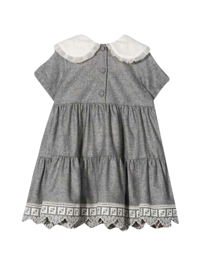 Shop Fendi Gray Dress With Flounces Brunello Cucinelli Kids In Grigio