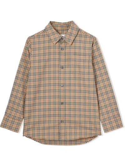 Shop Burberry Archive Beige Cotton Shirt In Check