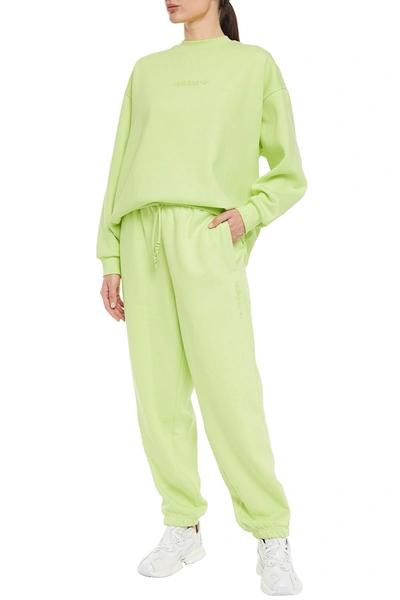 Shop Adidas Originals Neon Cotton-blend Fleece Track Pants In Lime Green