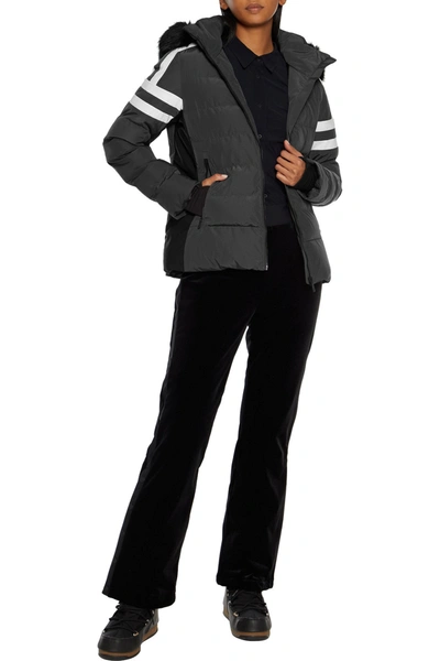Shop Fusalp Etain Quilted Striped Perfortex Hooded Ski Jacket In Dark Gray