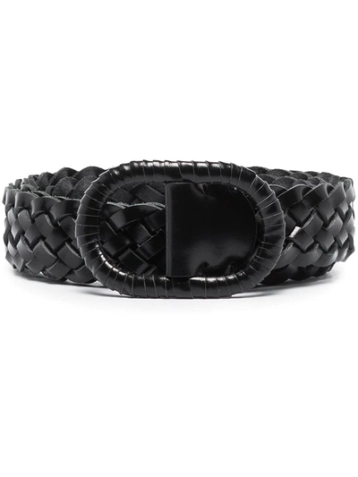 Shop Totême Woven Braided Leather Belt In Black
