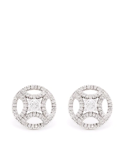 Shop Loyal.e Paris 18kt Recycled White Gold Perpétuel.le Diamond Earrings In Silber