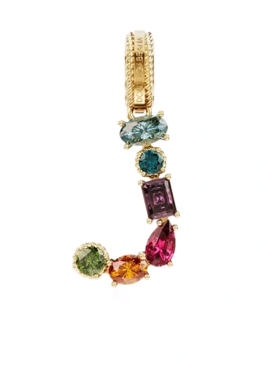Dolce & Gabbana Rainbow Alphabet 18kt Yellow Gold Multi-stone Pendant In Gold