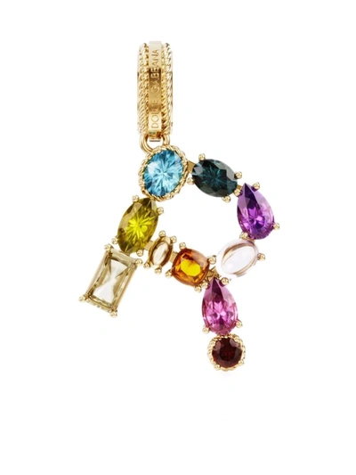 Shop Dolce & Gabbana Rainbow Alphabet R 18kt Yellow Gold Multi-stone Necklace