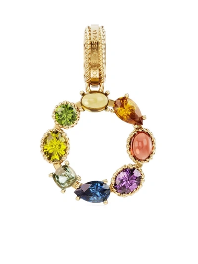 Shop Dolce & Gabbana Rainbow Alphabet O 18kt Yellow Gold Multi-stone Pendant