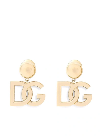 Shop Dolce & Gabbana 18kt Yellow Gold Logo Clip-on Earrings
