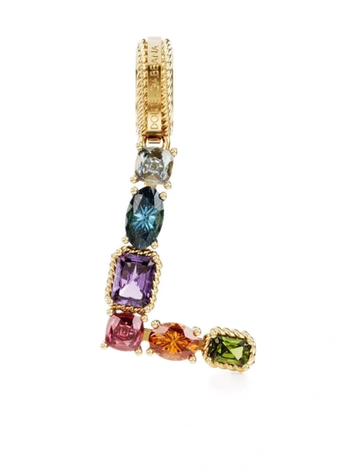 Shop Dolce & Gabbana Rainbow Alphabet L 18kt Yellow Gold Multi-stone Pendant