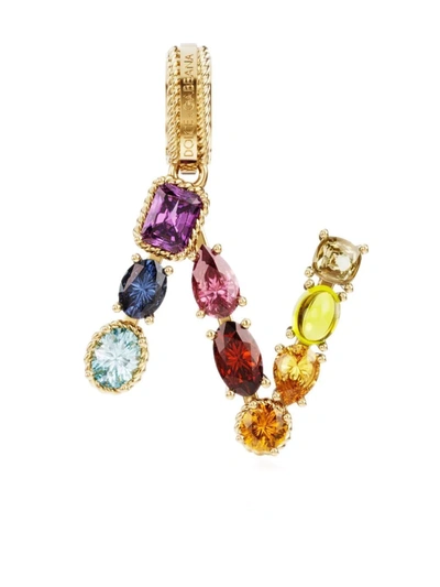 Shop Dolce & Gabbana Rainbow N 18kt Yellow Gold Multi-stone Pendant