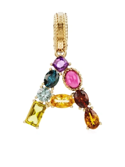 Shop Dolce & Gabbana 18kt Yellow Gold A Letter Gemstone Pendant