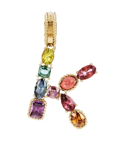 Shop Dolce & Gabbana Rainbow Alphabet K 18kt Yellow Gold Multi-stone Pendant
