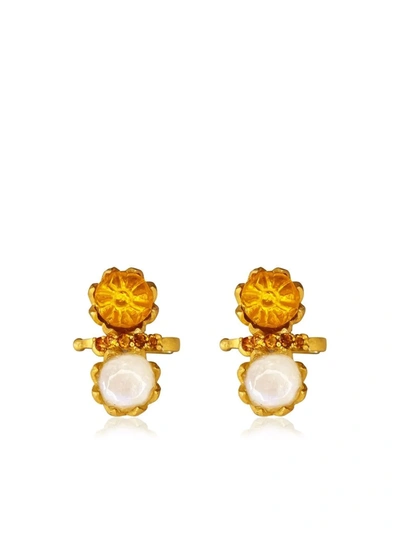 Shop Akansha Sethi Roshni Huggie Earrings In Gold