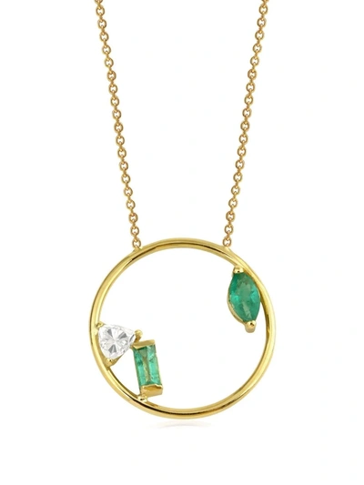 Shop Gfg Jewellery 18kt Yellow Gold Project 2020 Emerald Diamond Pendant Necklace