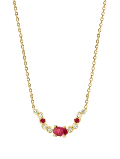 Shop Gfg Jewellery 18kt Yellow Gold Seraphina Wing Ruby And Diamond Necklace
