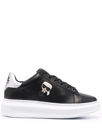 Karl Lagerfeld Kapri Ikonik Leather Sneakers In Schwarz