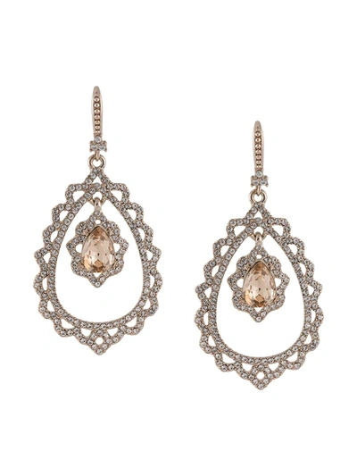Shop Marchesa Notte Crystal-embellished Tiered Earrings In Rosa