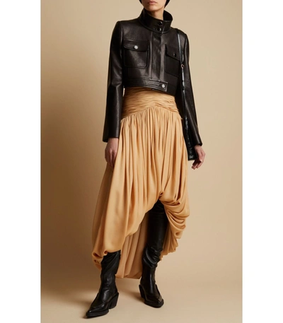 Shop Khaite Carlisle Cropped Leather Jacket In Black