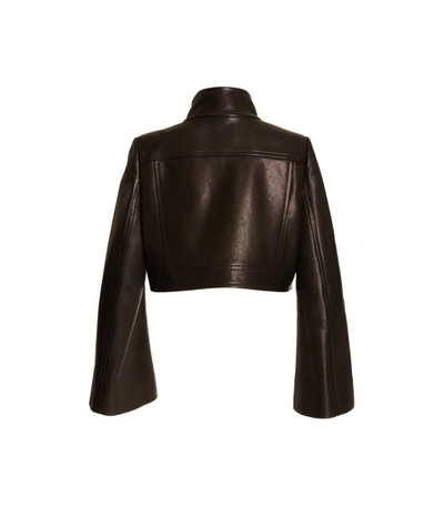 Shop Khaite Carlisle Cropped Leather Jacket In Black