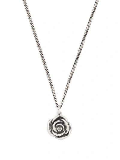Shop Emanuele Bicocchi Rose Pendant Necklace In Silber