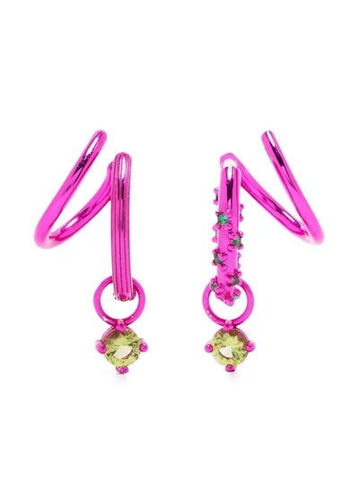 Shop Panconesi Crystal-embellished Earrings In Rosa