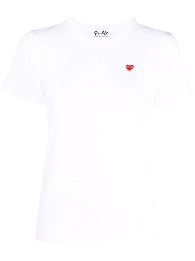 Shop Comme Des Garçons Play Logo-patch Cotton T-shirt In Weiss