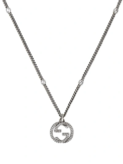 Shop Gucci Sterling Silver Interlocking G Necklace In Silber