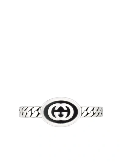 Shop Gucci Thin Interlocking G Ring In Silber